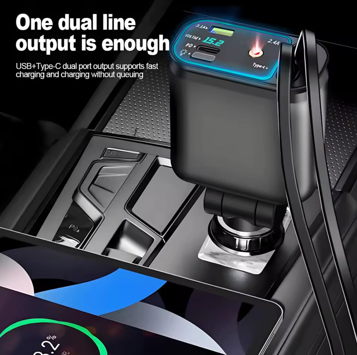 Viral 5 in 1 Retractable Car Charger with USB C Cable Roof Starlight Car Charger Adapter Compatible for iPhone Huawei Samsung