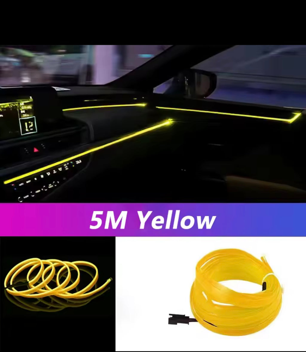 5M Car Interior Led Strip Light Neon EL Wiring Decorative Lamp For Auto DIY Flexible Ambient Light USB Party Atmosphere Diode