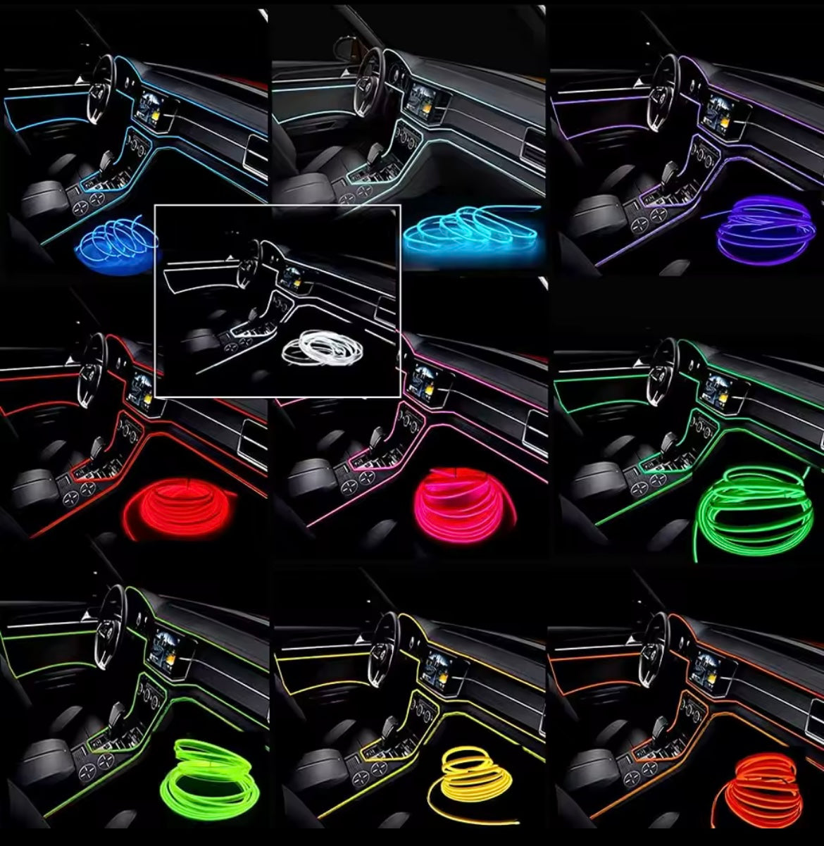 5M Car Interior Led Strip Light Neon EL Wiring Decorative Lamp For Auto DIY Flexible Ambient Light USB Party Atmosphere Diode