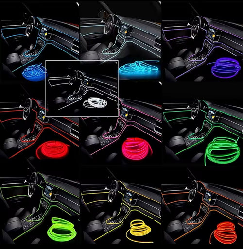 5M Car Interior Led Strip Light Neon EL Wiring Decorative Lamp For Auto DIY Flexible Ambient Light USB Party Atmosphere Diode