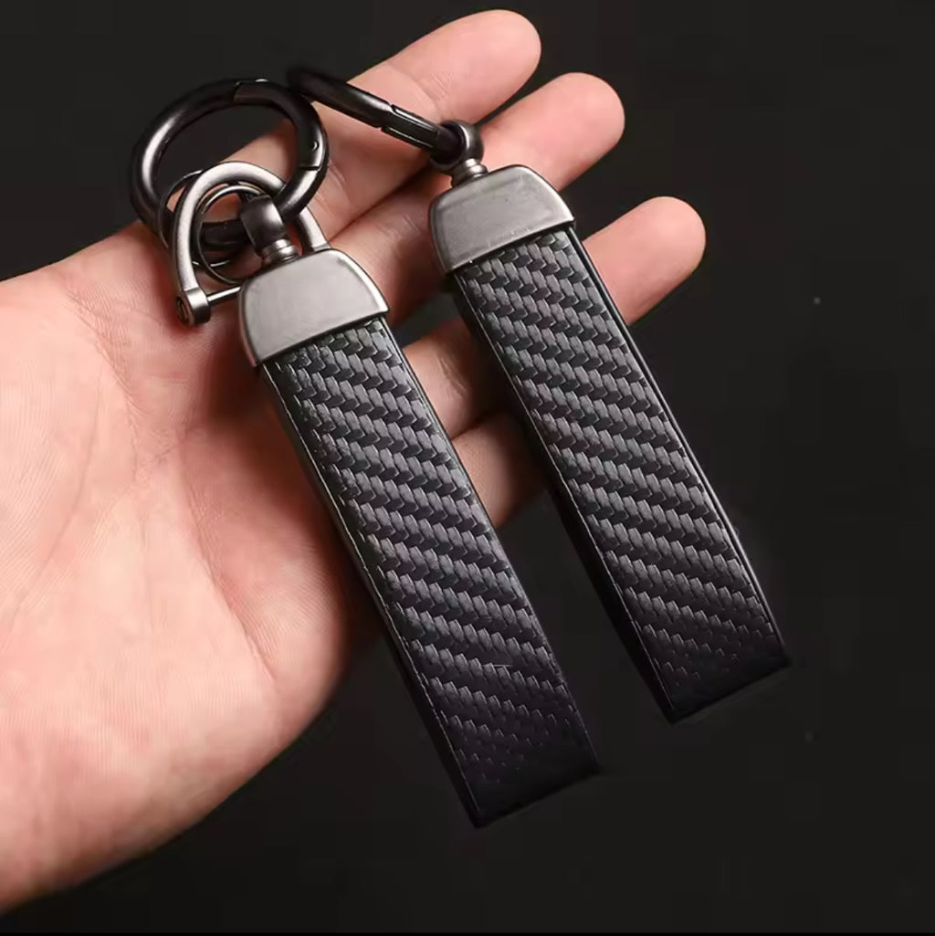 Carbon Fiber Leather Key Chain