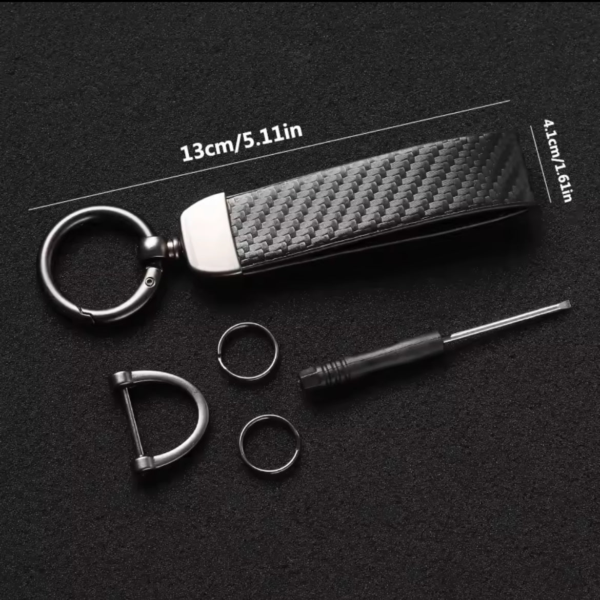Carbon Fiber Leather Key Chain