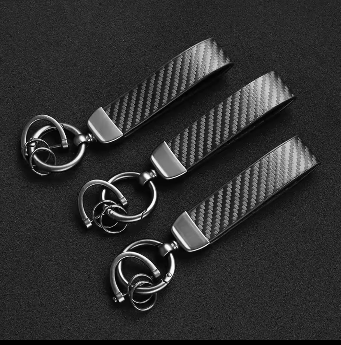 Carbon Fiber Leather Key Chain