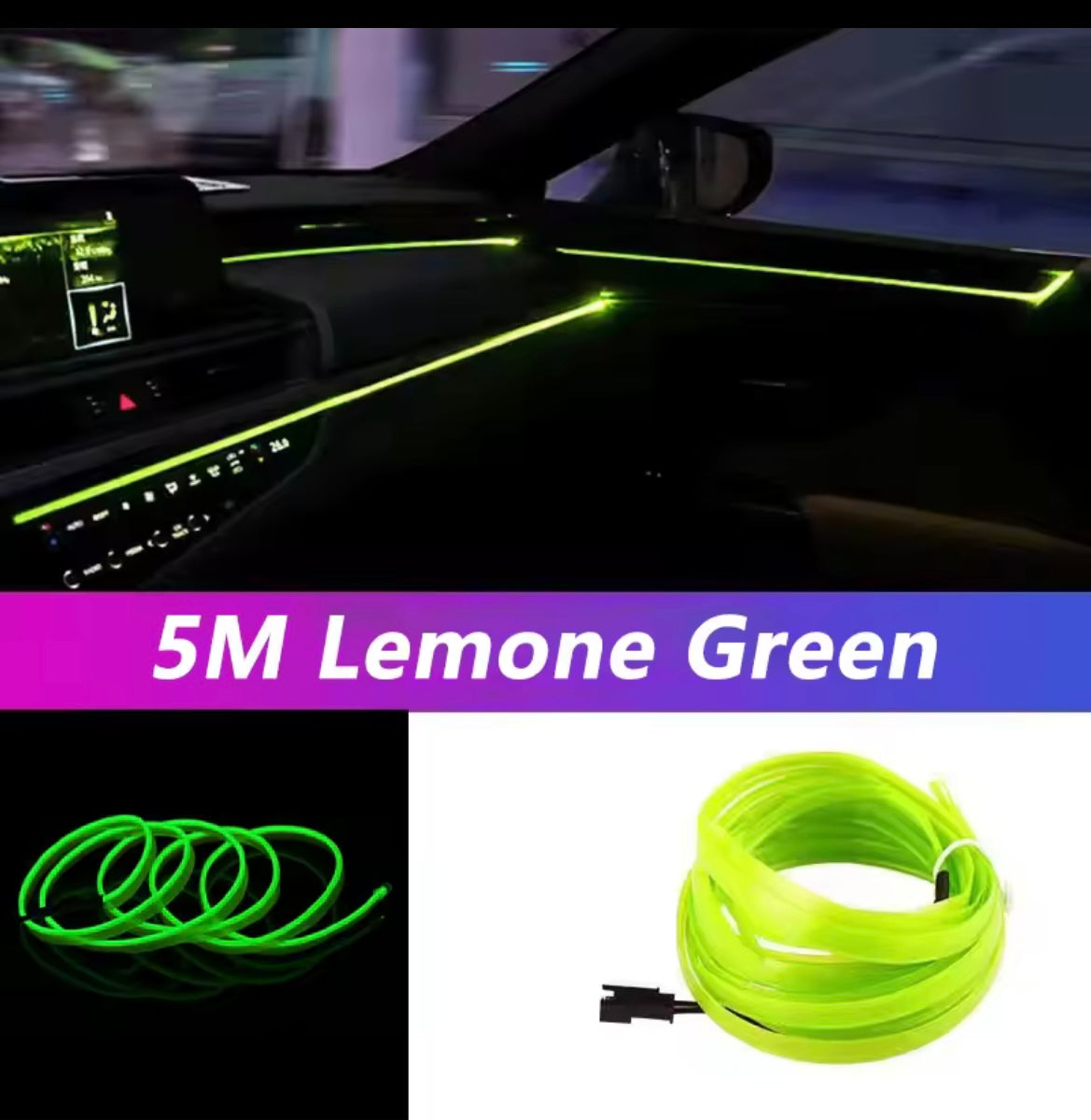 5M Car Interior Led Strip Light Neon EL Wiring Decorative Lamp For Auto DIY Flexible Ambient Light USB Party Atmosphere Diode