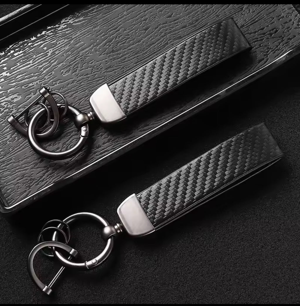 Carbon Fiber Leather Key Chain