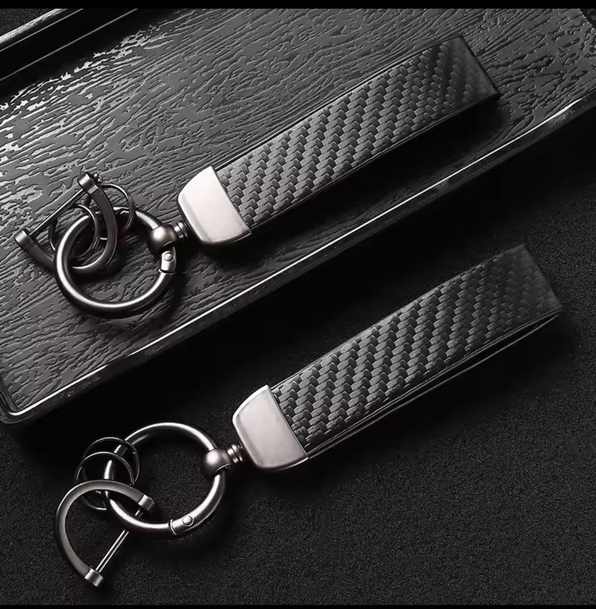 Carbon Fiber Leather Key Chain