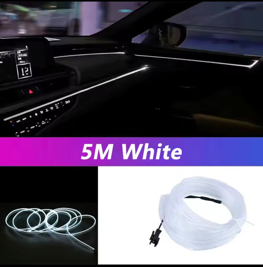 5M Car Interior Led Strip Light Neon EL Wiring Decorative Lamp For Auto DIY Flexible Ambient Light USB Party Atmosphere Diode